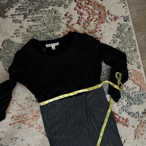 Vintage 90s Christy Allen High Waist Combined Print Black Dark Gray Maxi Dress - Picture 6 of 11